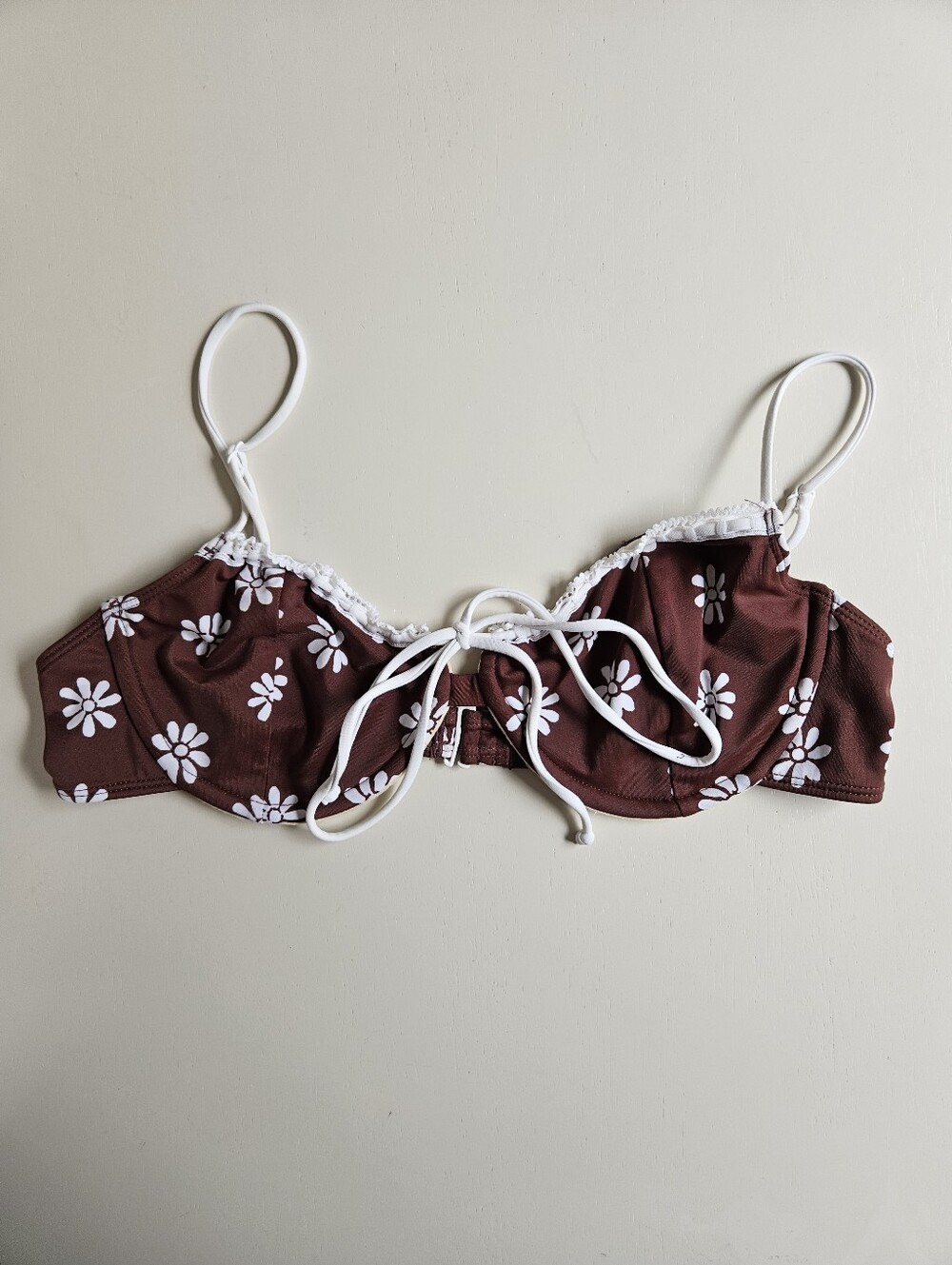 PacSun Swim - Brown Eco Bikini Top with Cream Trim